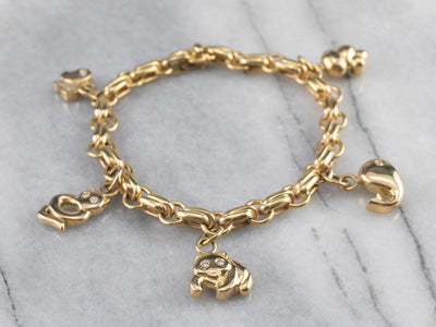 9ct Gold Animal Charm Bracelet (950G) | The Antique Jewellery Company